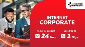 Banner layanan internet corporate dari Java Digital Nusantara dengan kecepatan hingga 1 Gbps dan dukungan teknis 24 jam